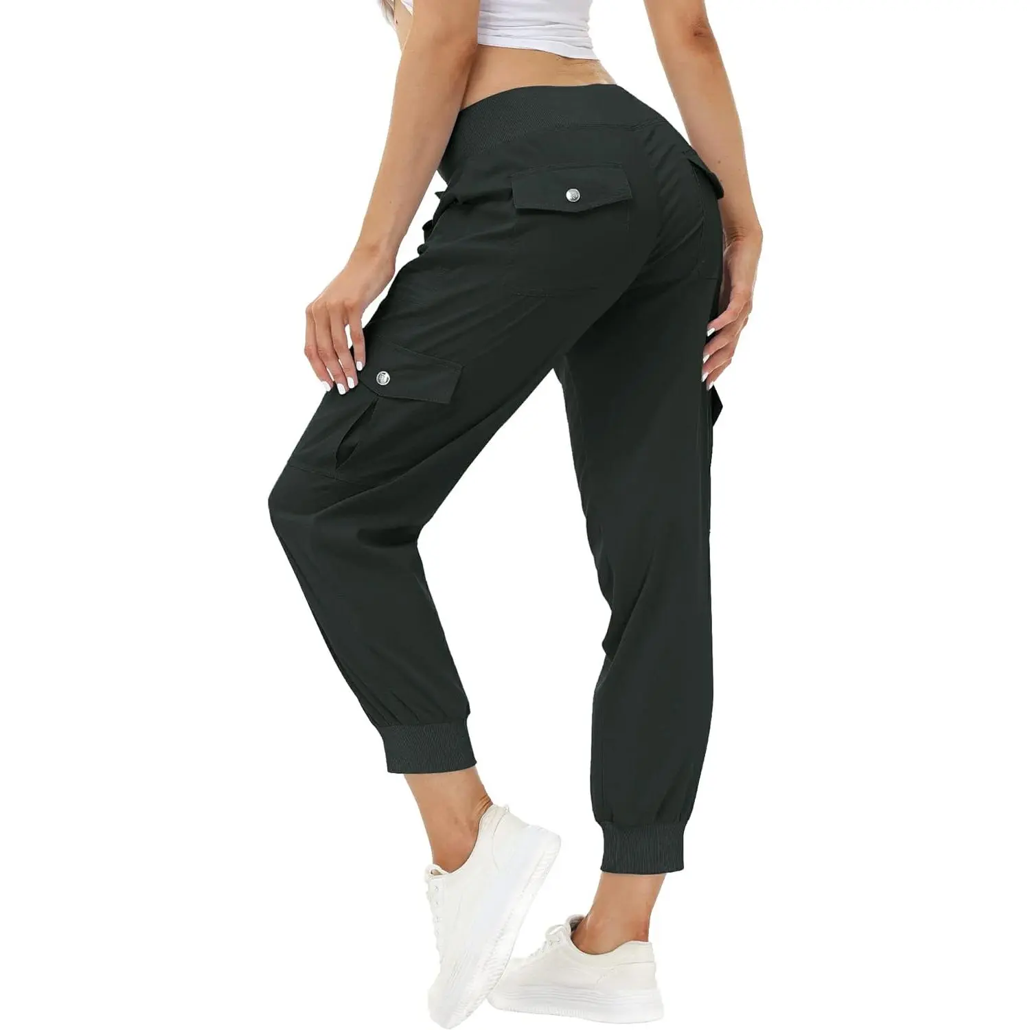 PLUS SIZE Lightweight Hiking Cargo Pants Outdoor Quick Dry Casual Travel Sweatpants Joggers Elastic Waist 6 Pockets