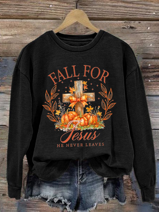 Women's Fall Jesus Print Sweatshirt