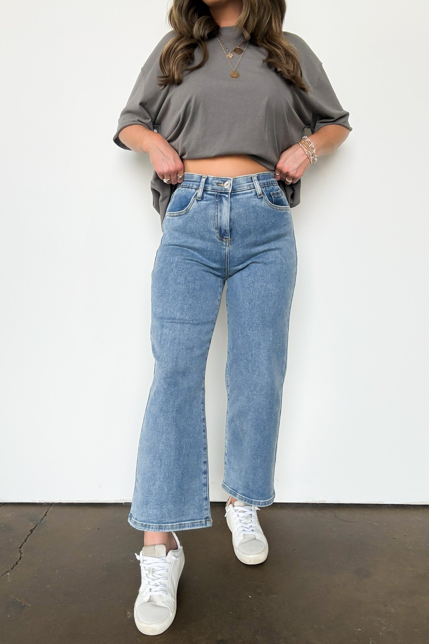 High Rise Bootcut Crop Jeans