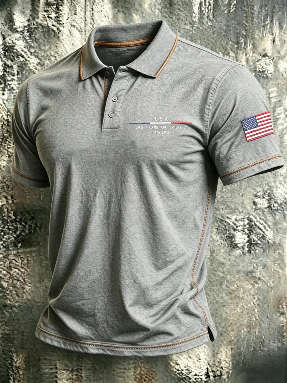 Men'S Casual American 250Th Anniversary Embroidered Commemorative Printed Polo Shirt