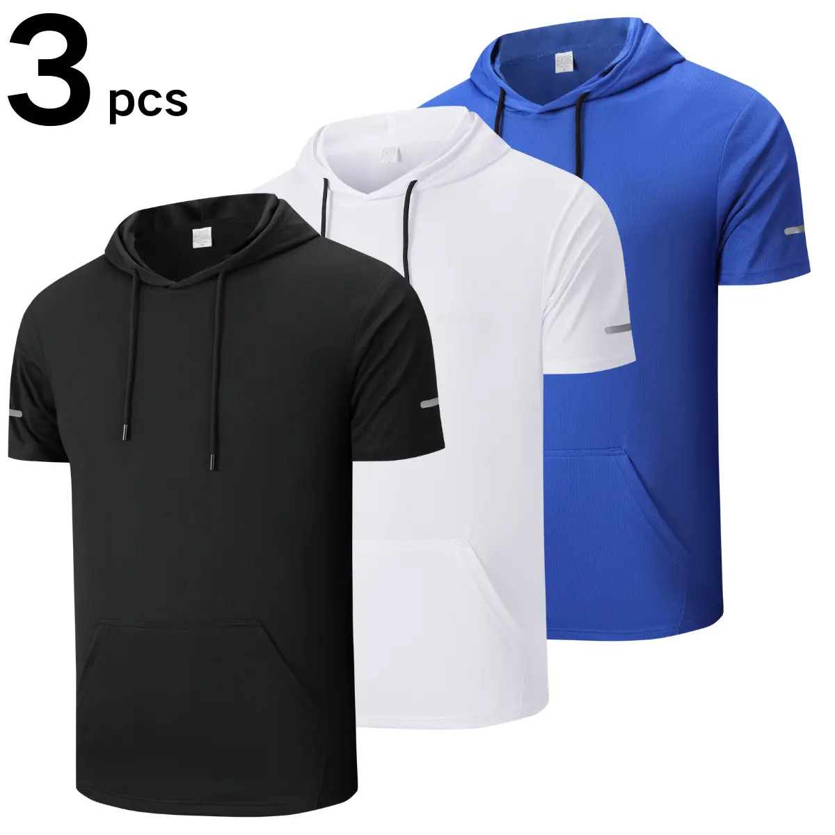 Men's Solid-Color Short-Sleeve Athletic Hoodie
