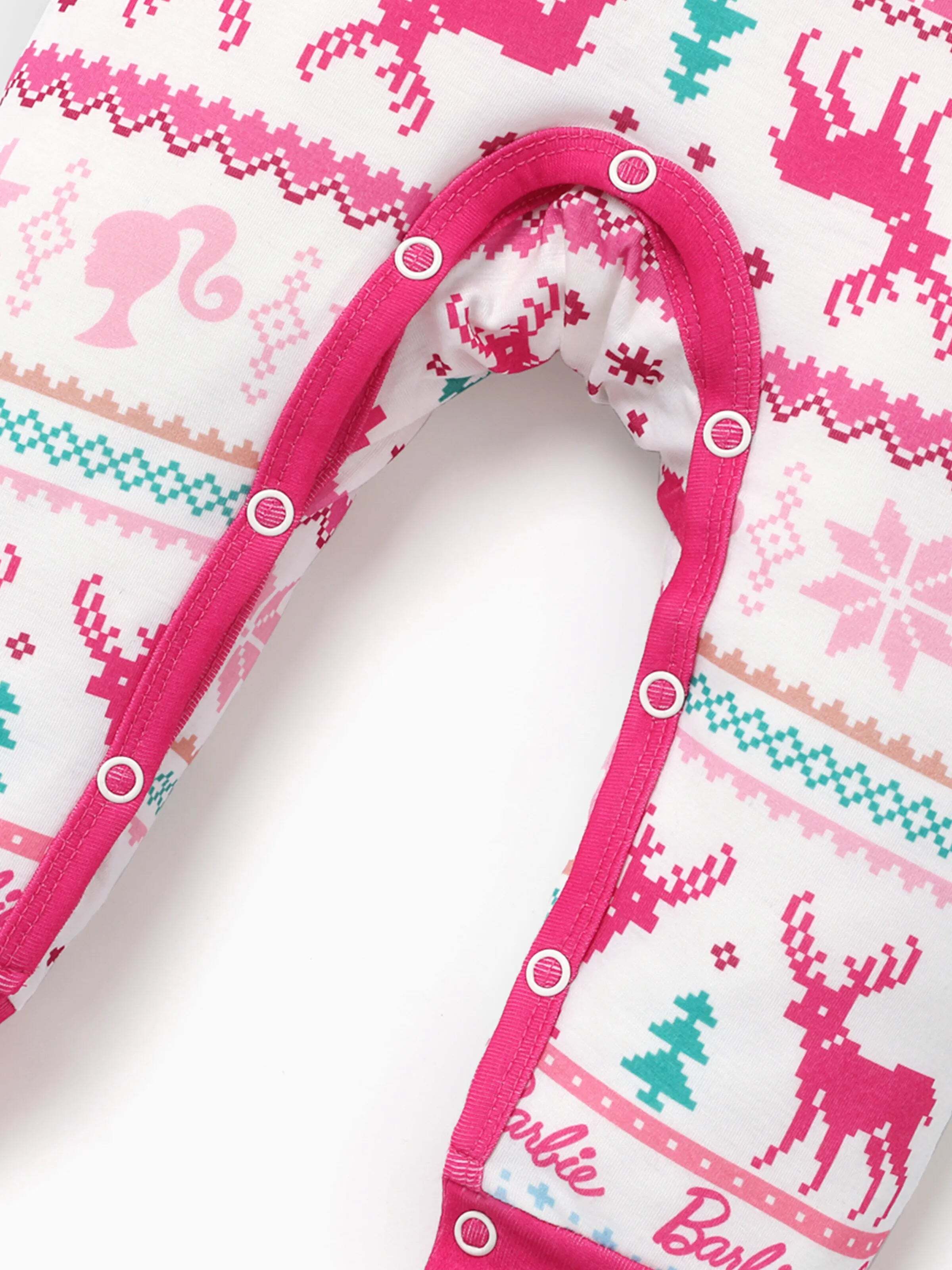 Barbie Mommy and Me Christmas Snowflake Deer Pattern Print Pajamas Sets with Christmas Socks