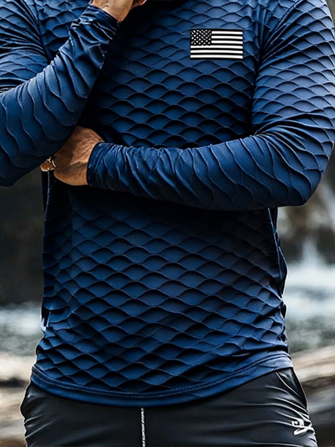 Men'S Outdoor Sun Protection Top: Breathable, Cooling, Long-Sleeve Hoodie With Built-In Face Mask And Contrast Print