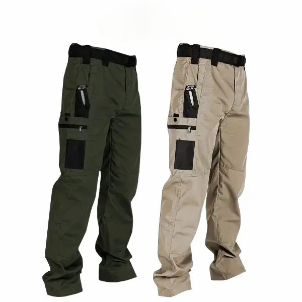 Men's Tactical Work Pants – Multi-Pocket Outdoor Training Pants with Zipper Closures