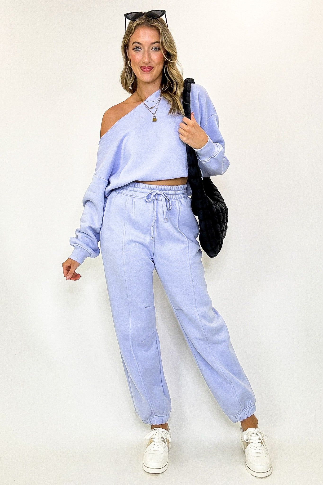 French Terry Fleece Off Shoulder Sweatshirt