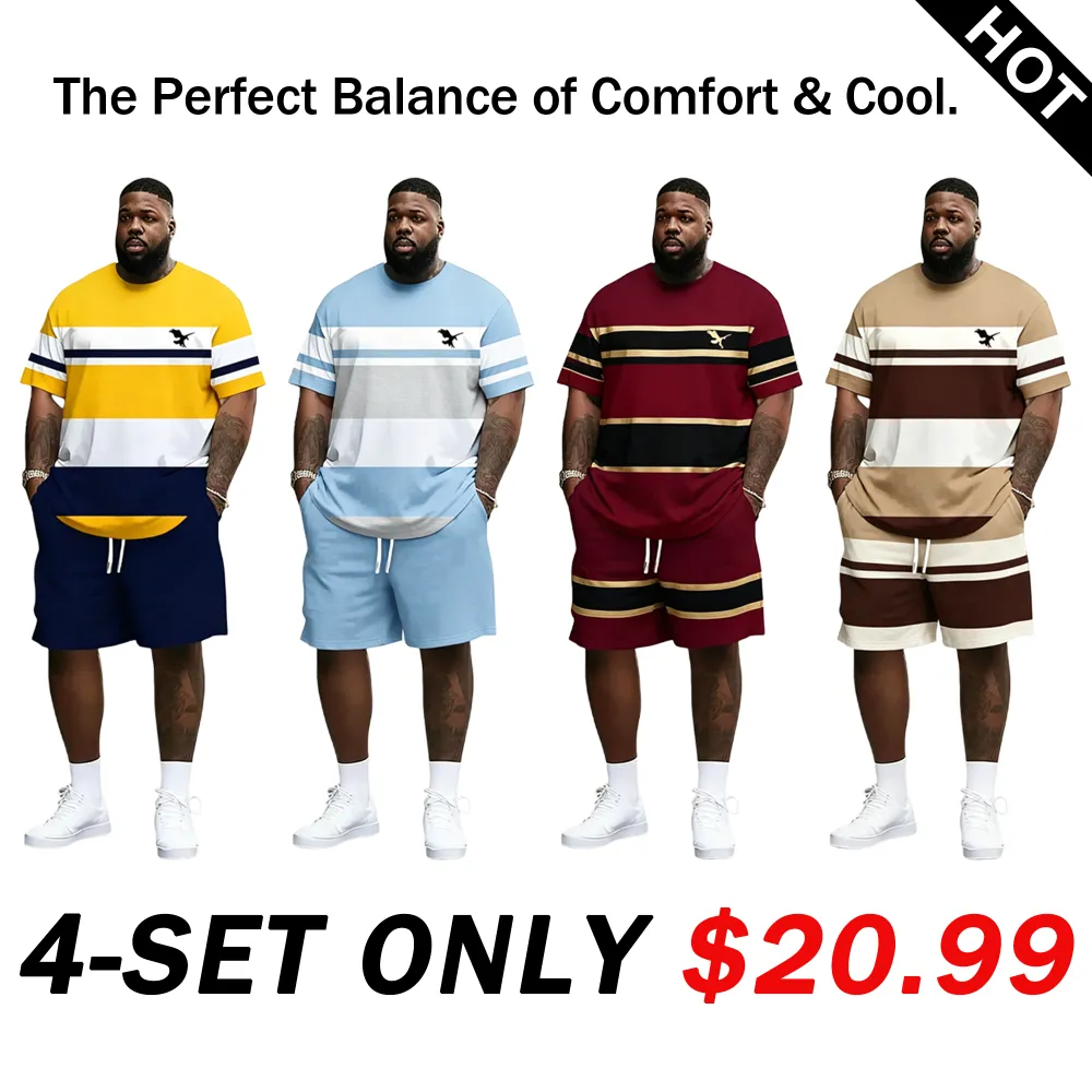 Men's Summer 2-Piece Set – Ultra-Breathable 3D Print Tee & Shorts, All-Day Comfort