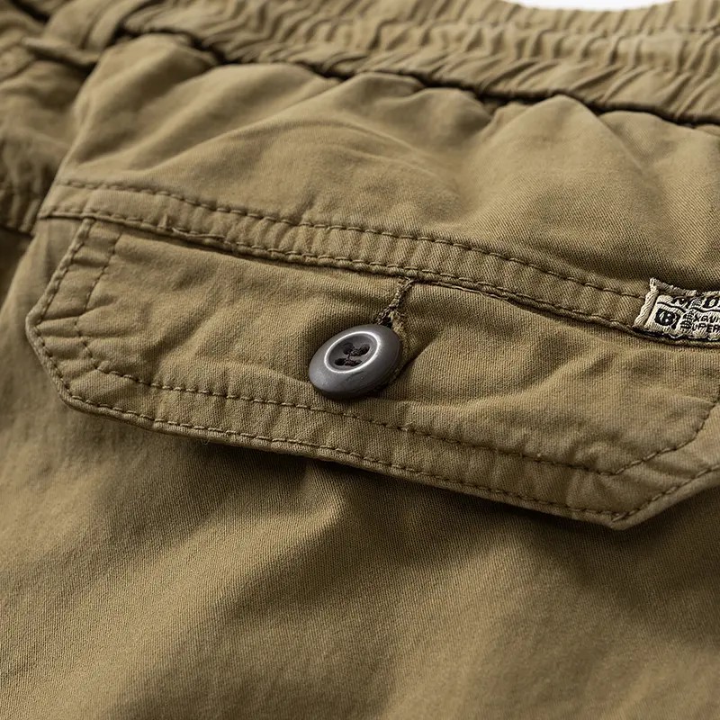 Men's Drawstring Cuff Cargo Pants – Multiple Pockets, Retro Outdoor Casual Style