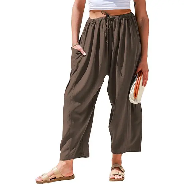 Womens Linen Wide Leg Pants