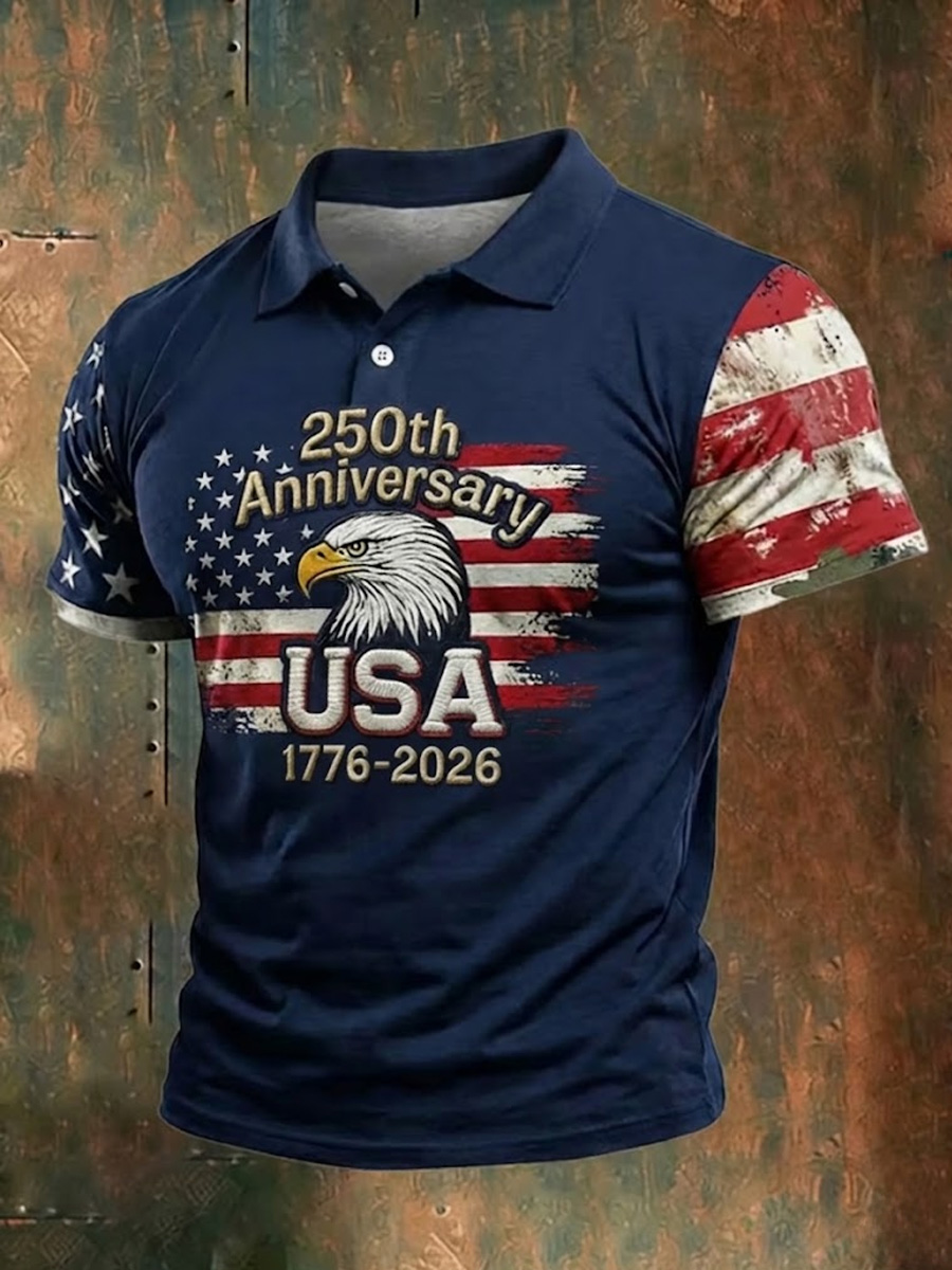 Men's Retro 250th Anniversary American Short-Sleeve Polo Shirt