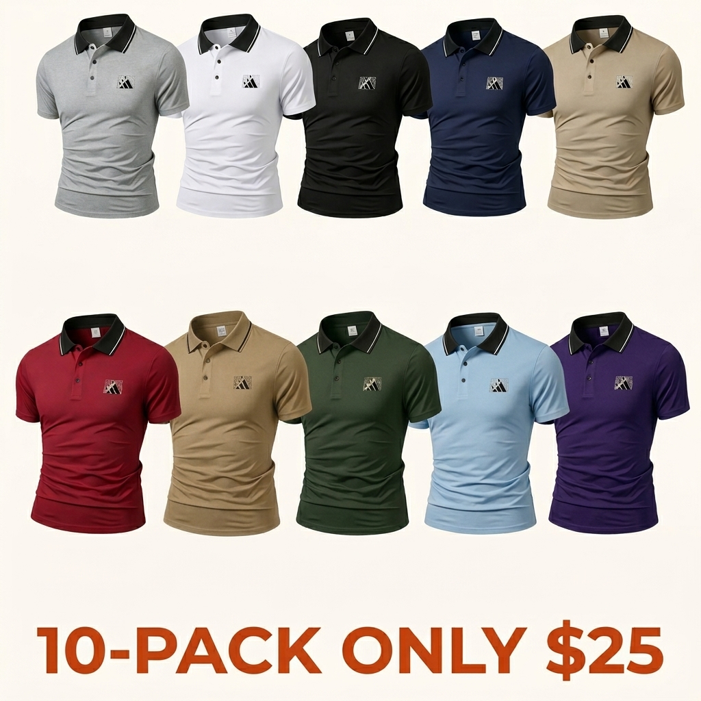 Men's polo shirt (with a structured collar), designed for business, golf, and casual occasions