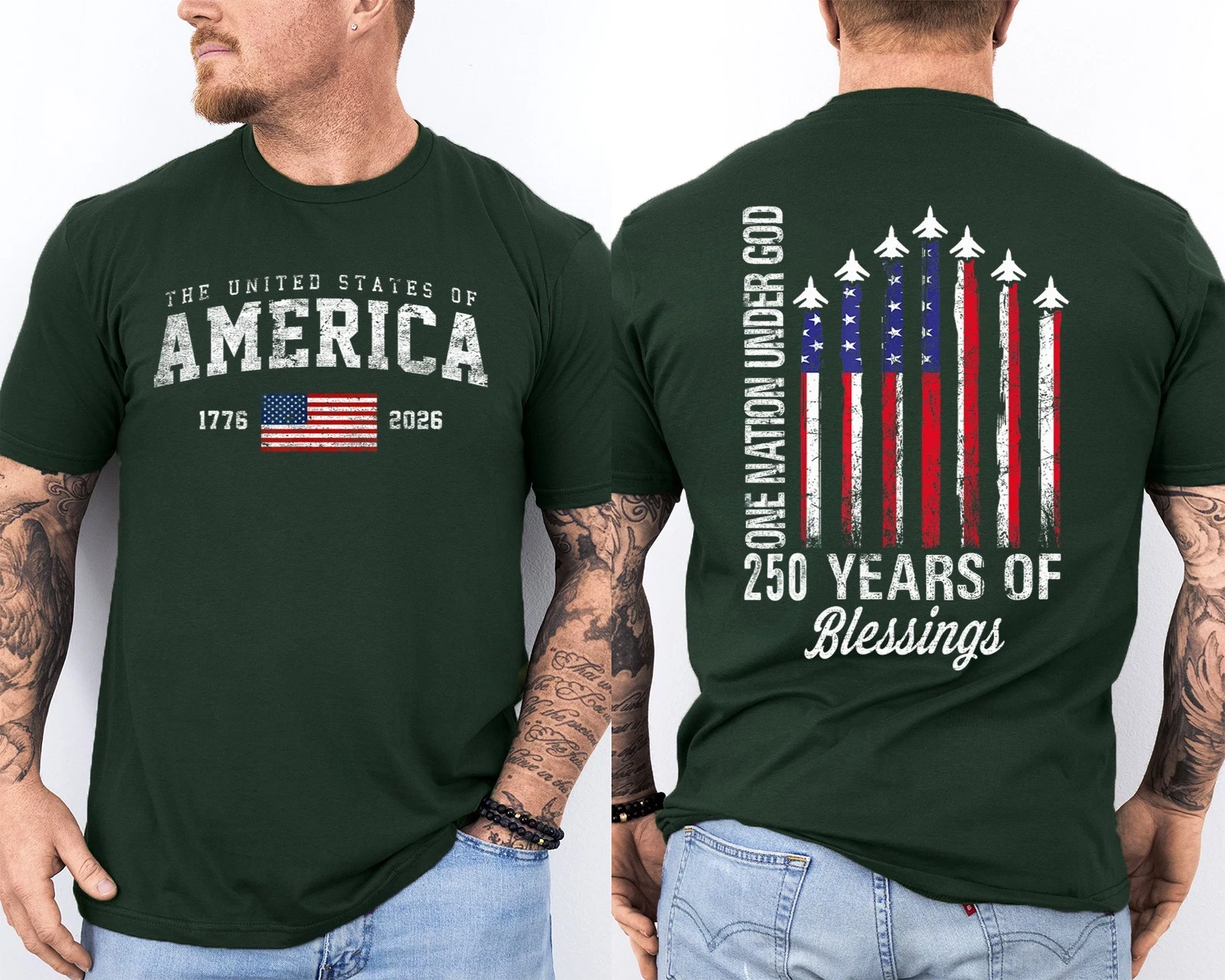 Men'S Casual American 1776-2026 Anniversary Printed Short Sleeved T-Shirt