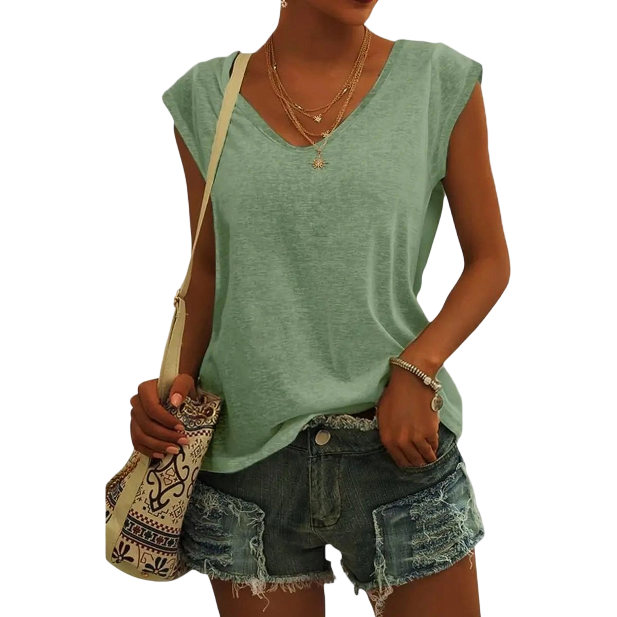 Womens Cap Sleeve Tops V Neck Loose Fit Tshirts Spring Summer Casual Basic Tees