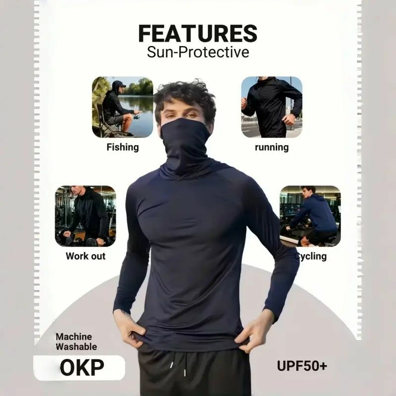 6-Piece Men's Casual Hoodie Pullovers Blue Black Light Gray Slim Fit Long Sleeve Lightweight UPF Sun Protection Soft Breathable Timeless Classic Versatile Machine Washable Comfort Multi-Occasion Wear Menswear Set Stylish Tops