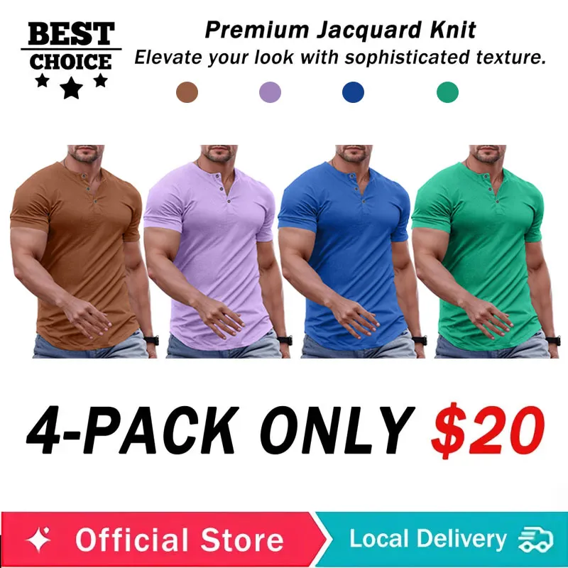 🔥2026 Flash Sale🔥Men's Muscle Slim Fit Button Henley Shirt