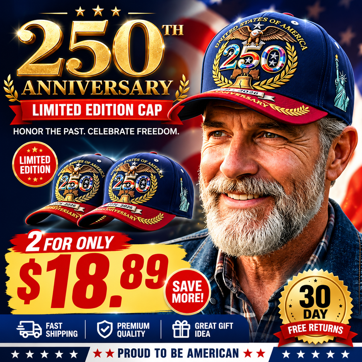 🔥Last Day 70% OFF-UNITED STATES OF AMERICA 250TH ANNIVERSARY LIMITED EDITION CAP
