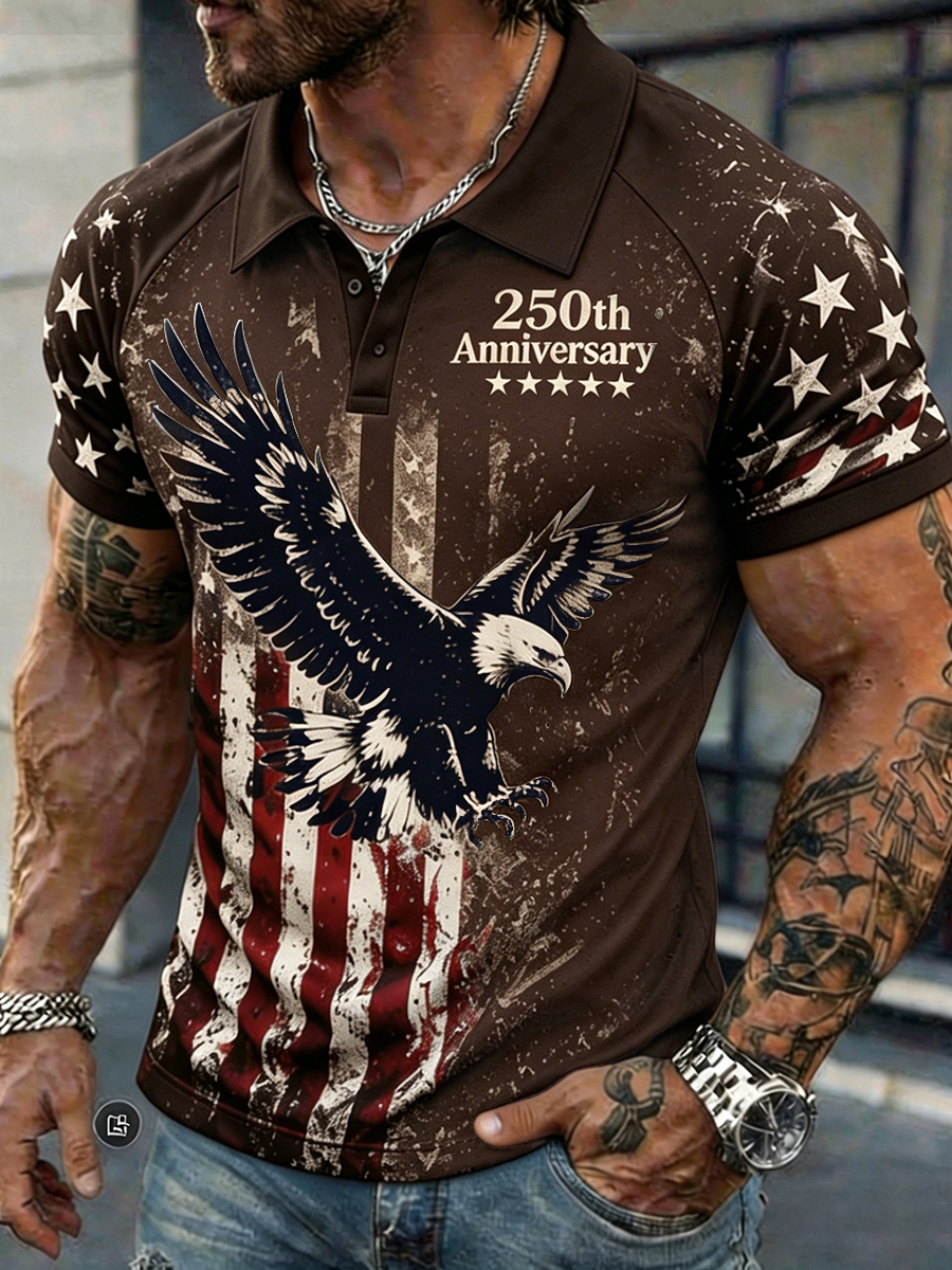 Men's 250th Anniversary Eagle American Flag Polo Shirt