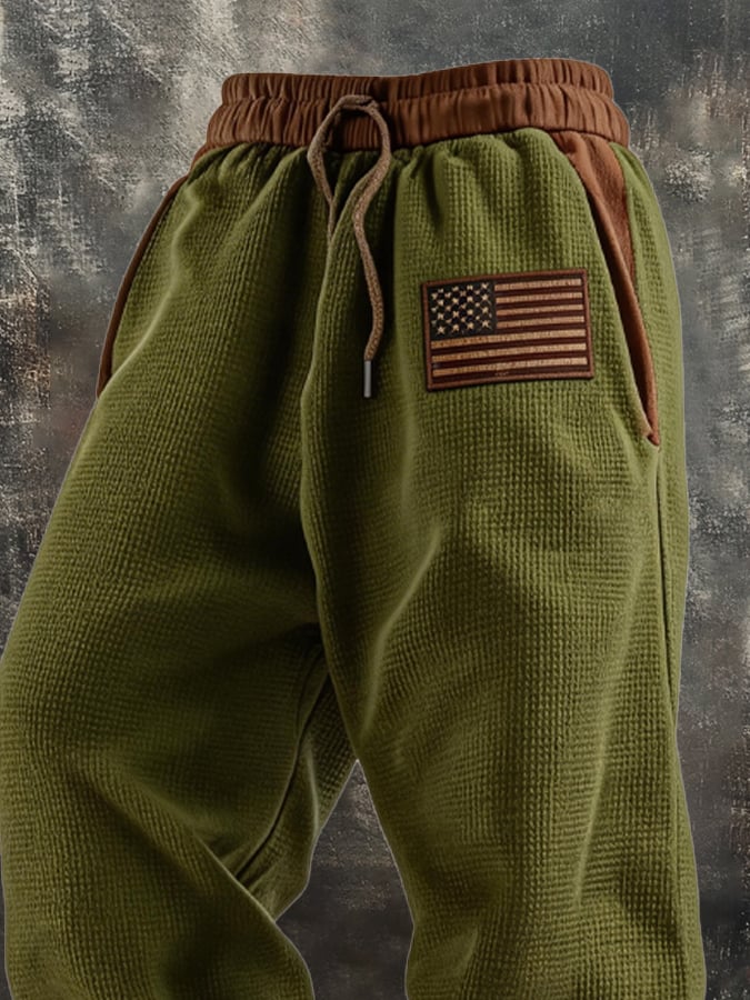 Men's Retro Outdoor Color Block Patriot Sports Pants