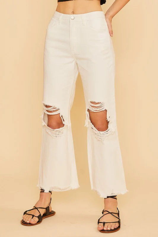 Wear Distressed Raw Hem Jeans