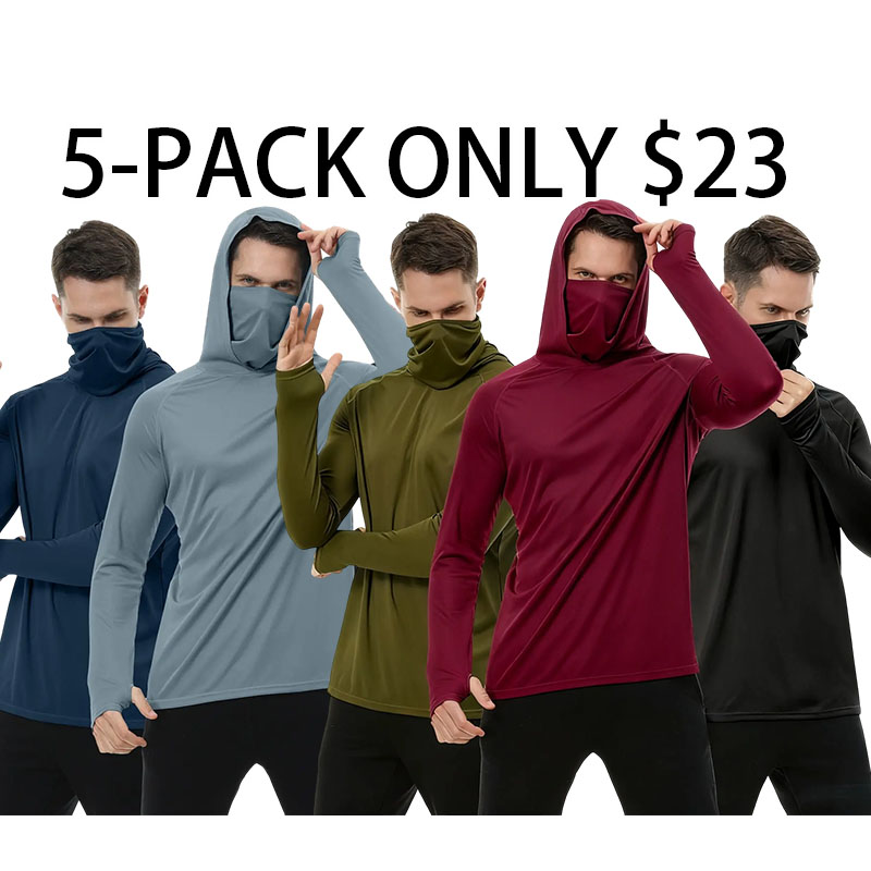 Men's Athletic Hoodies Long Sleeve Fishing Shirts  with Face Mask