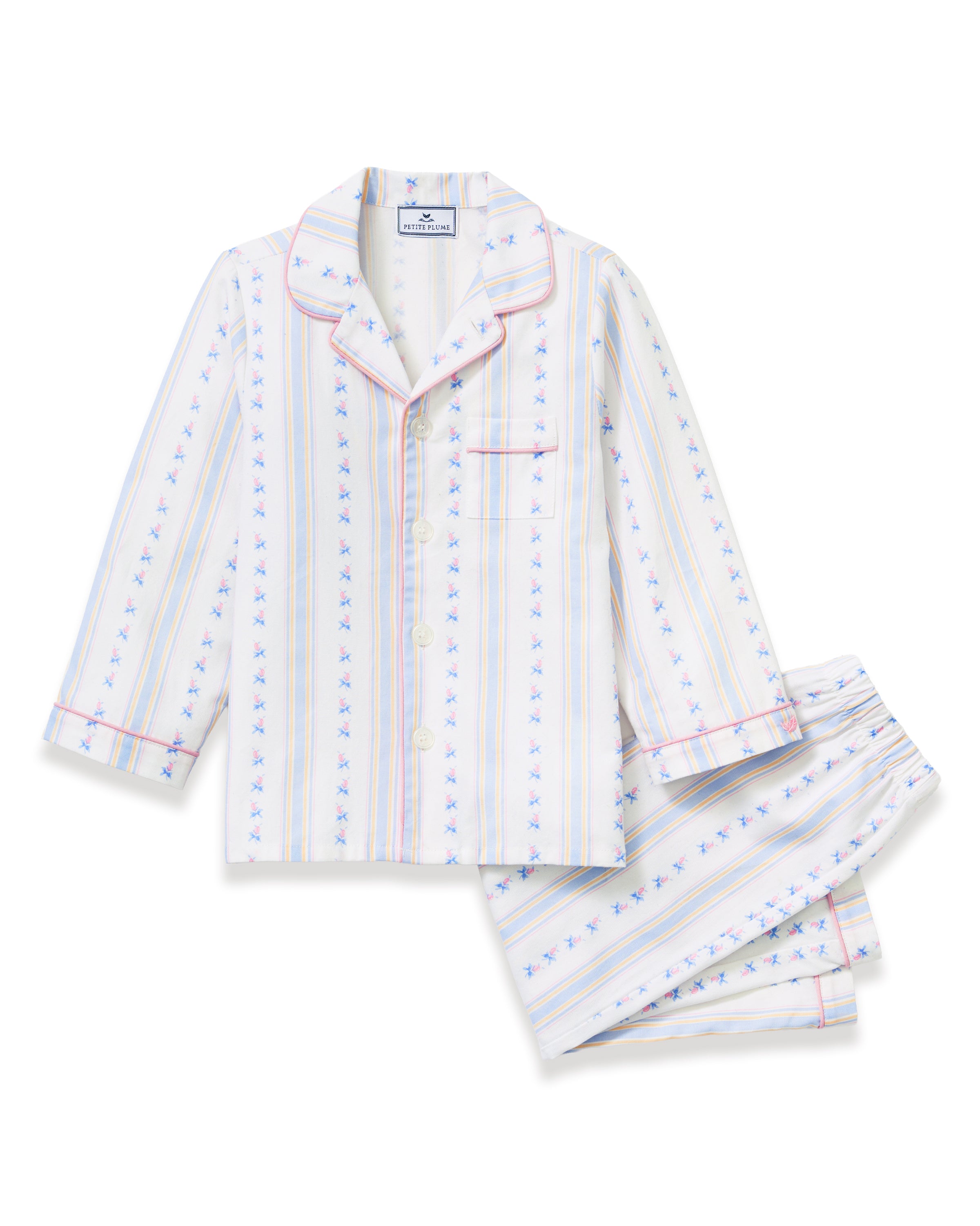 Kid's Twill Pajama Set in Cottage Stripe