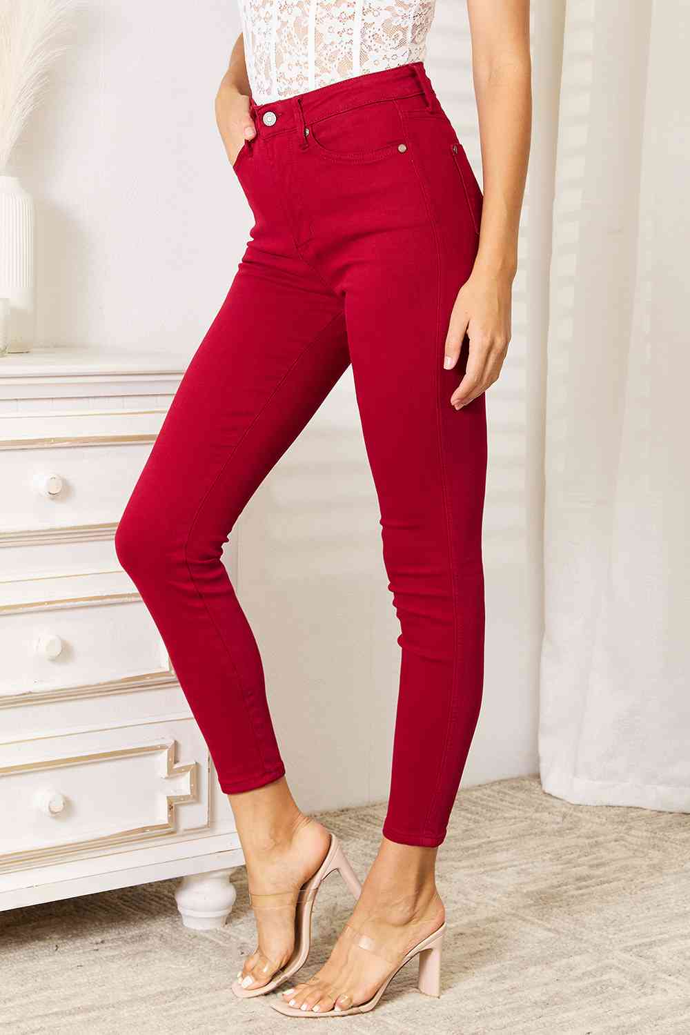 Blue Full Size High Waist Tummy Control Skinny Jeans