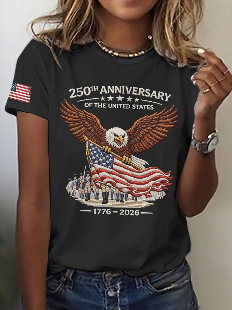 Women'S Independence Day 250Th Anniversary Printed Round Neck Short Sleeve T-Shirt