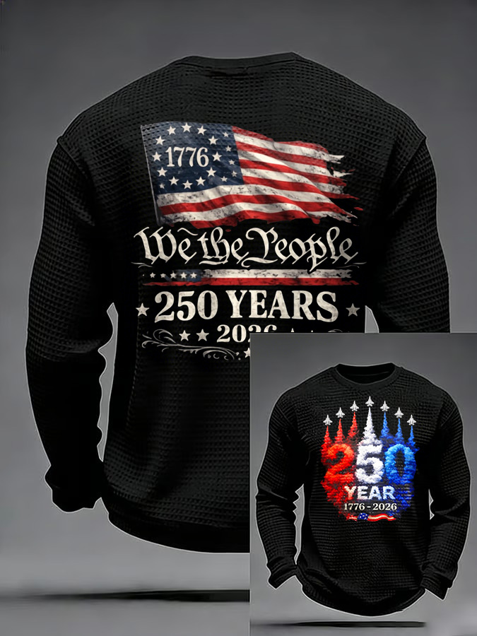 Unisex 250Th Anniversary Celebration Waffle Round Neck Long Sleeve T-Shirt