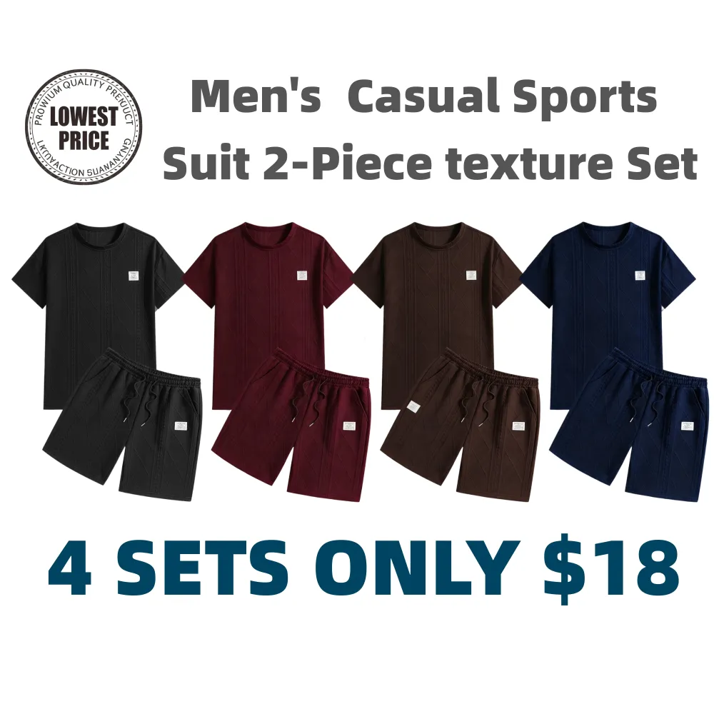 Men's Casual Sports Suit 2-Piece texture Set
