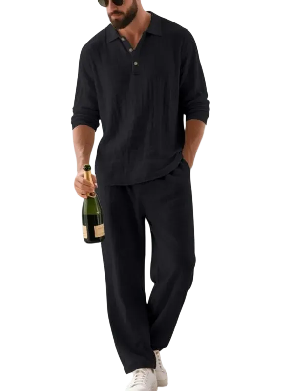 🔥Men's Linen Polo Casual Set