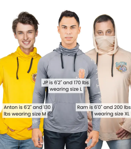 Men’s Hooded UPF 50 Long Sleeve Fishing & Construction Shirt with Gaiter