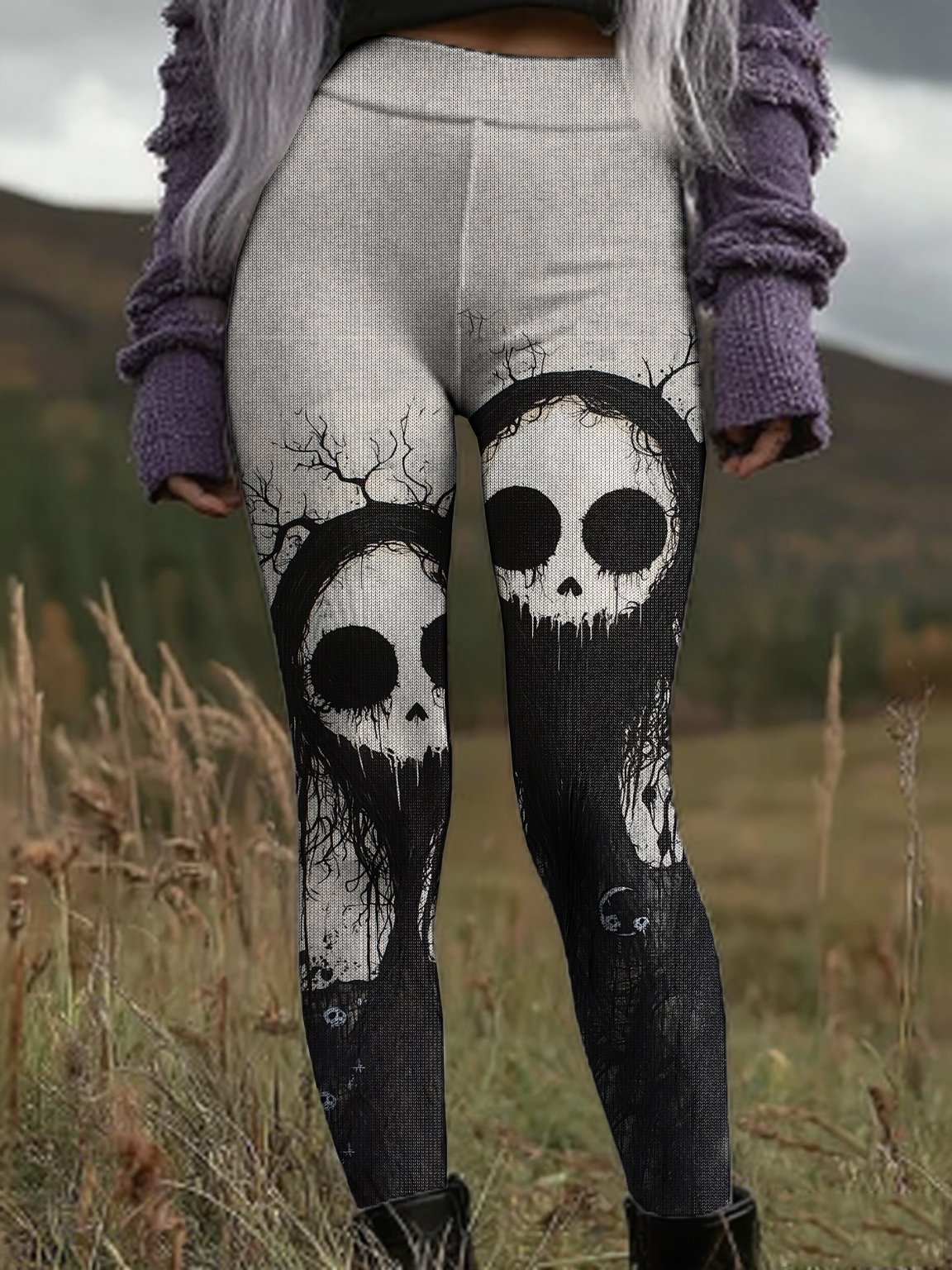 Women's Halloween Skull Print Pants