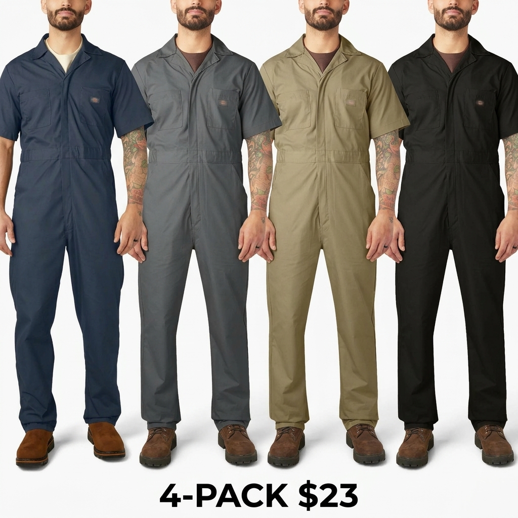 Men's Short Sleeve Coveralls – Lightweight Workwear with Elastic Waist & Wrinkle-Resistant Finish