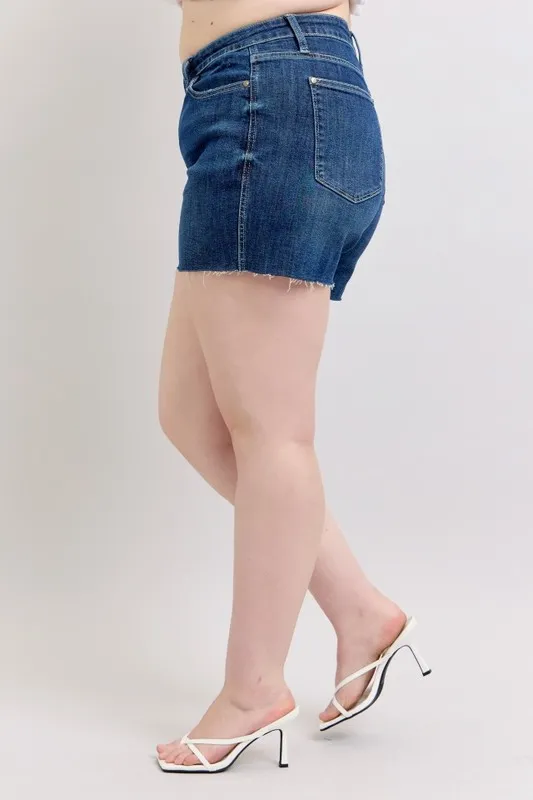 High Waist Criss-Cross Waistband Denim Shorts