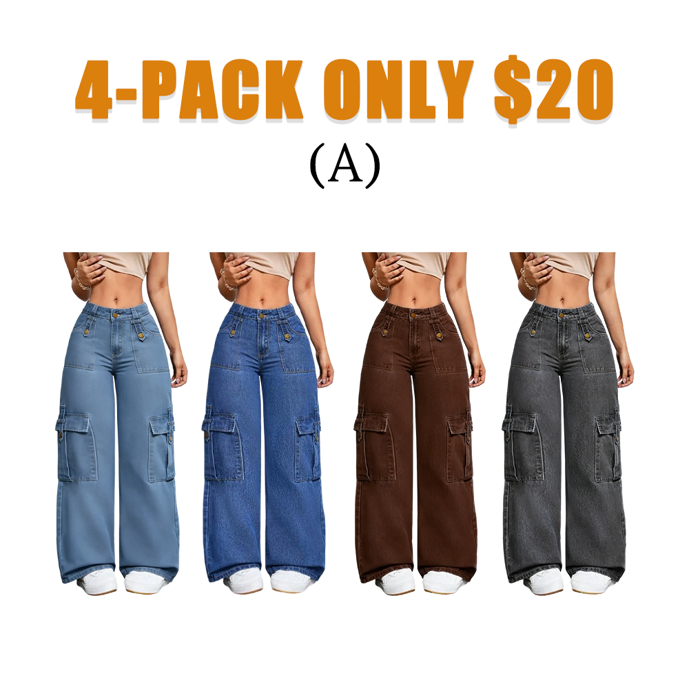 Women's Stretchy Multi-Pocket Straight Leg Jeans