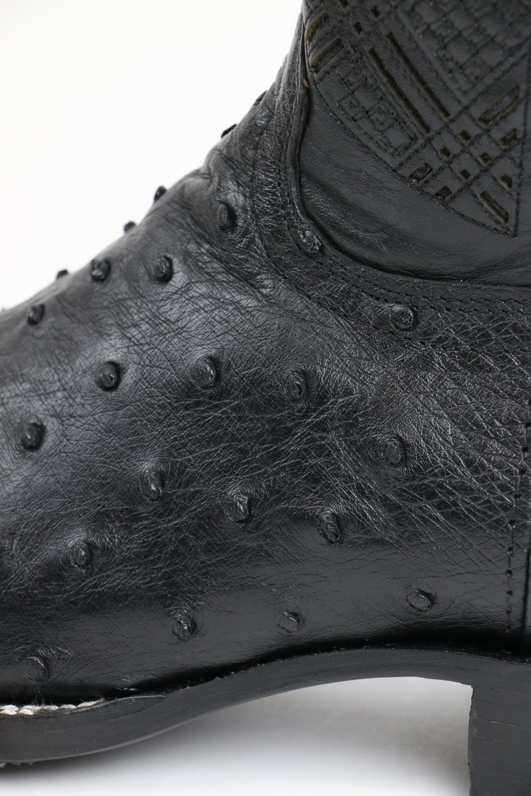 Chero's Premium Exotic Ostrich Triple Black Clearance Sale 70%OFF