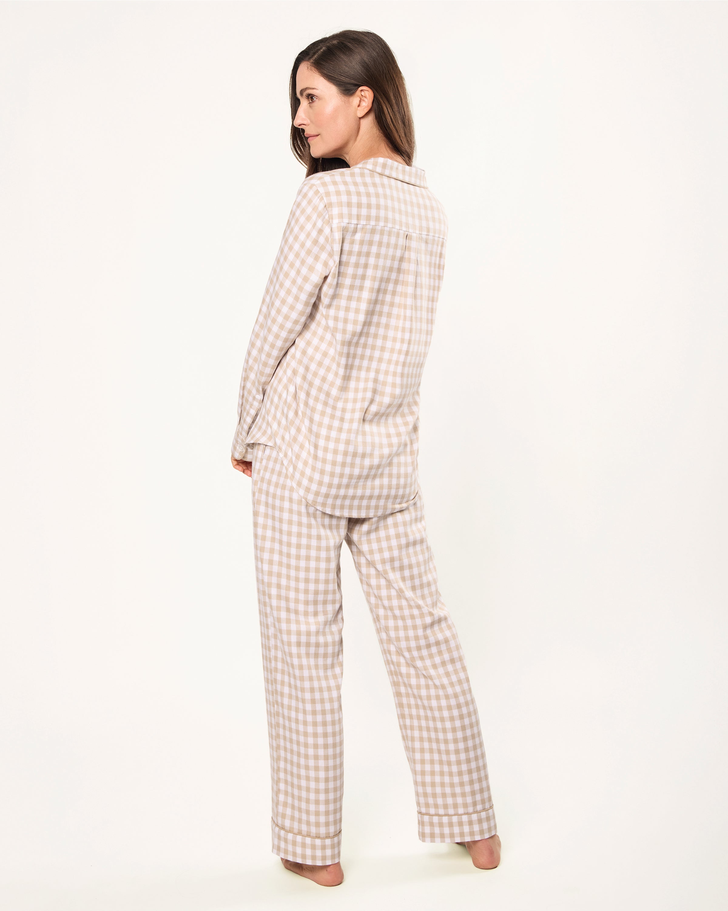 Women's Twill Pajama Set in Camel Gingham