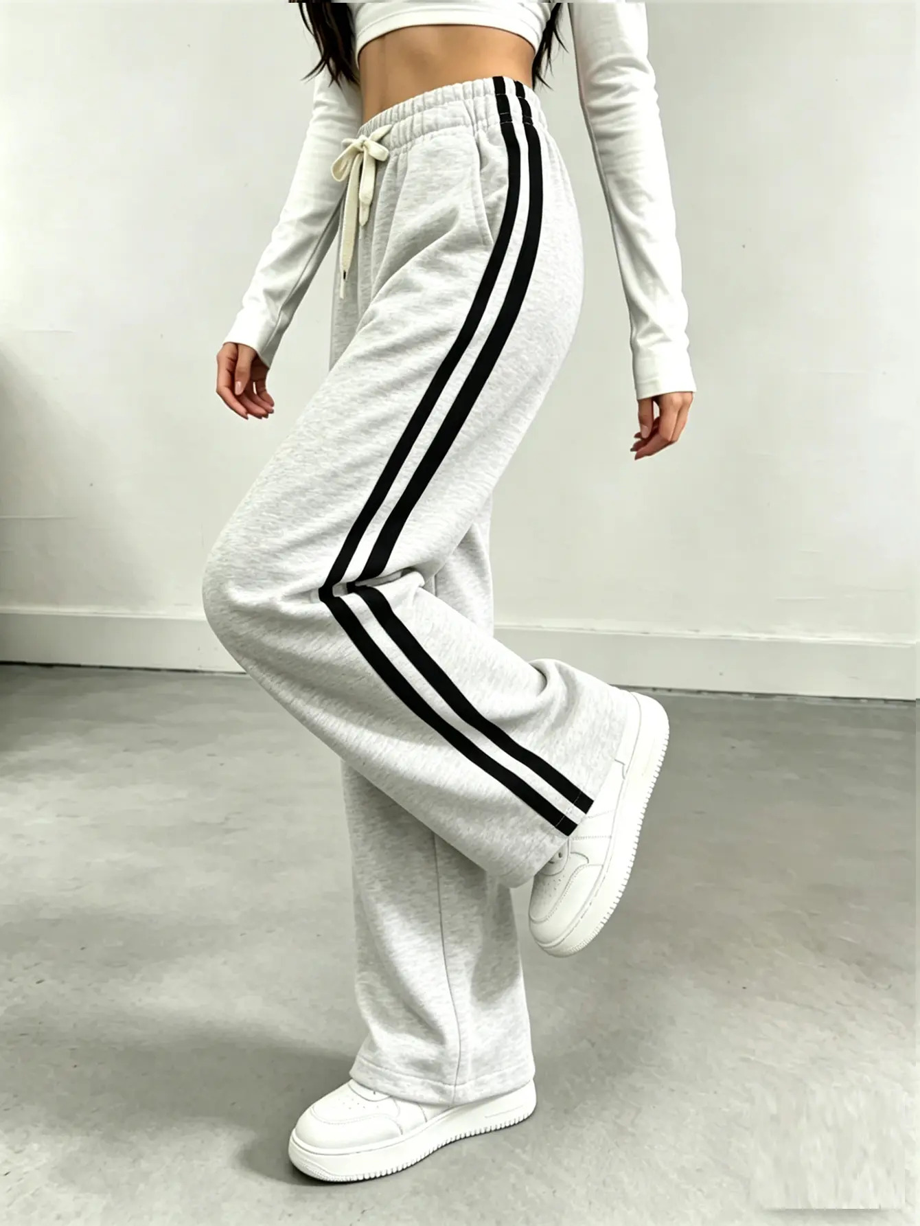 Women's Loose-Fit Straight-Leg Drawstring Casual Pants (Spring/Summer)