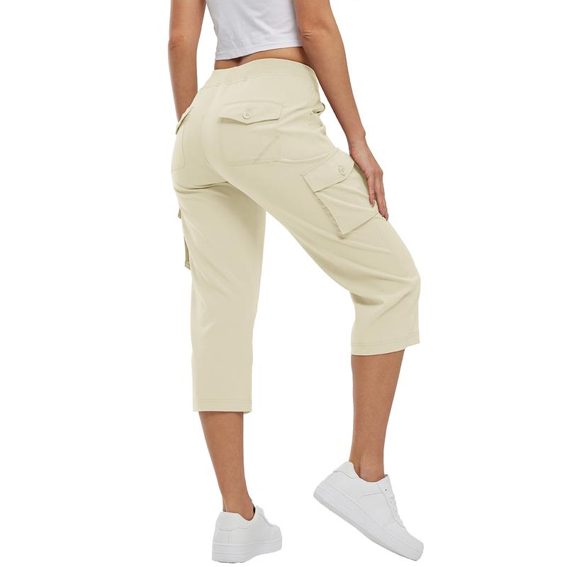 Women's Quick-Dry Hiking Capris with 6 Pockets – Lightweight Cargo Outdoor Shorts