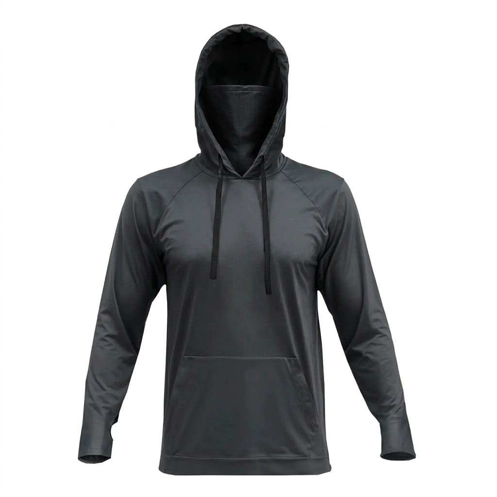 🔥Men's UPF 50 Hooded Long Sleeve Outdoor Shirt with Gaiter Lightweight Moisture Wicking Fishing & Construction Work Wear