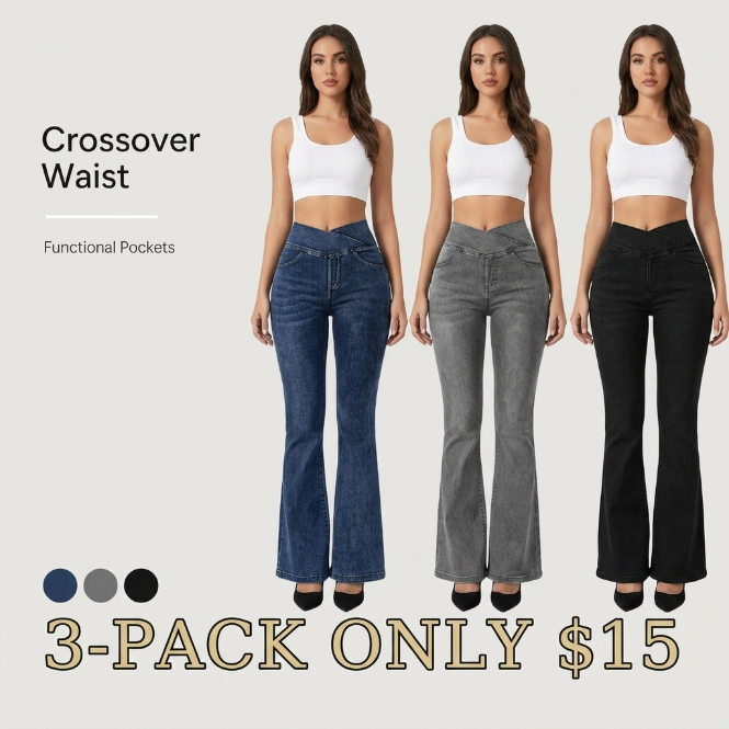 Women’s Skinny Jeans High-Waisted Bootcut Pants (Flare Leg & Illusion Pockets)