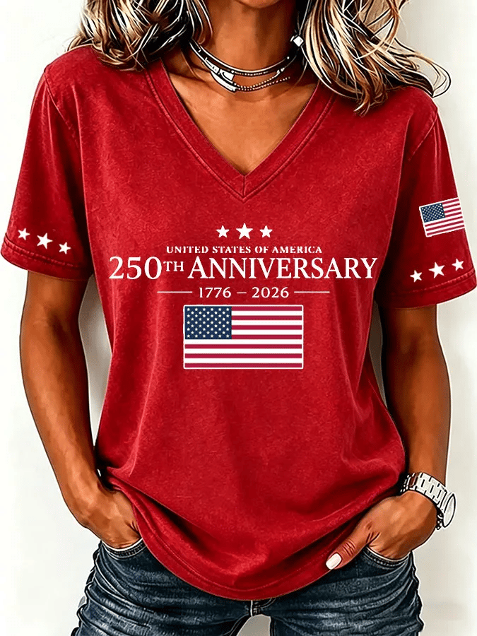 Women'S Casual Independence Day Print Top