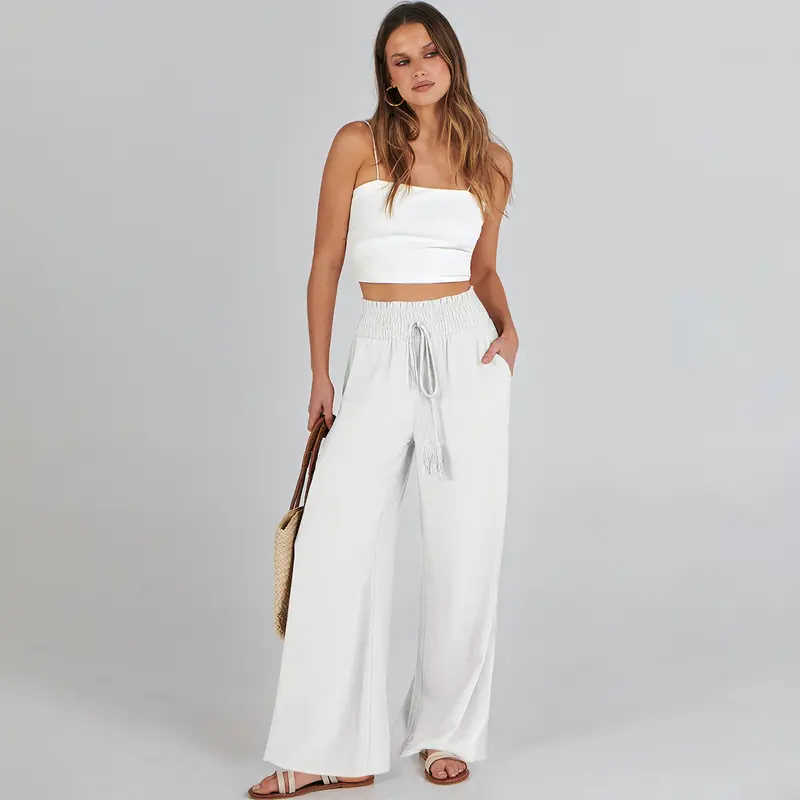 ANRABESS Women Linen Palazzo Pants SummerCasual Loose High Waist Wide Leg Long LoungePant Trousers with Pocket