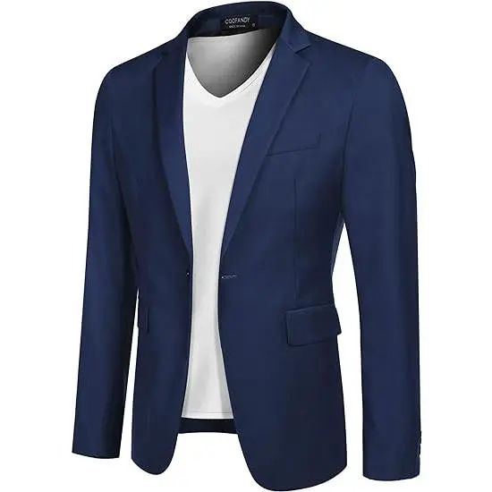Mens Sport Coat Casual Blazer One Button Business Suit Jacket