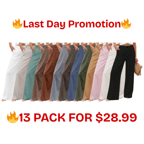 Womens Cotton Linen Pants Casual Button Up High Waisted Wide Leg Trousers