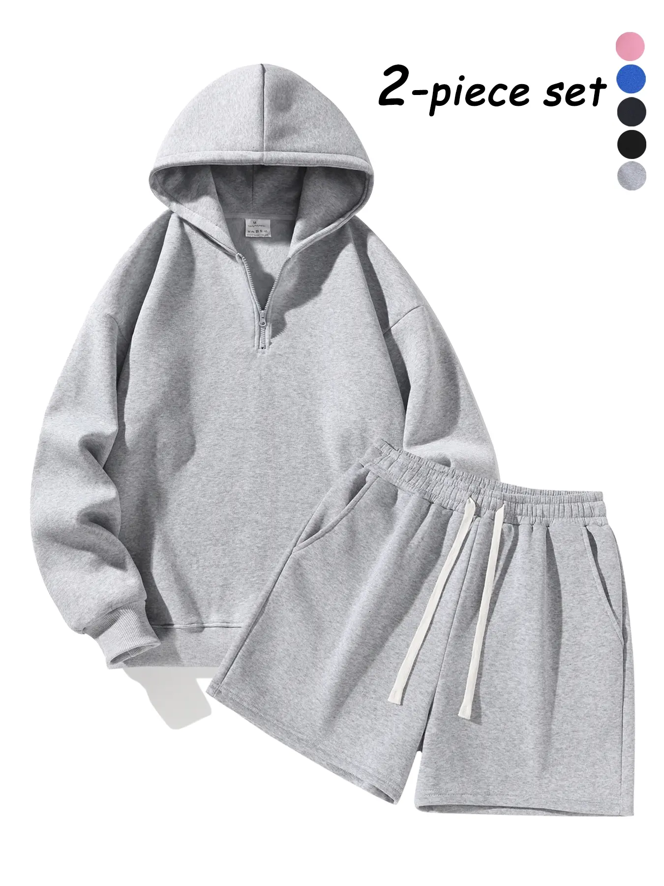 Men's Half-Zip Hooded Sweatshirt and Shorts Two-Piece Set