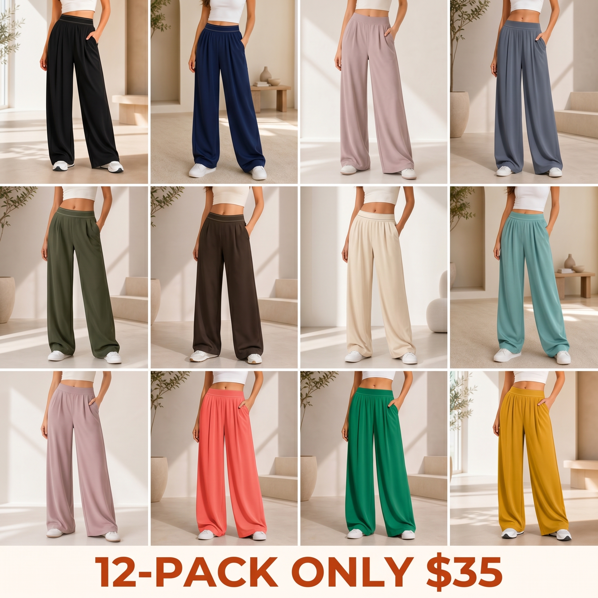Women's Wide-Leg Pants — With Pockets; Soft Fabric
