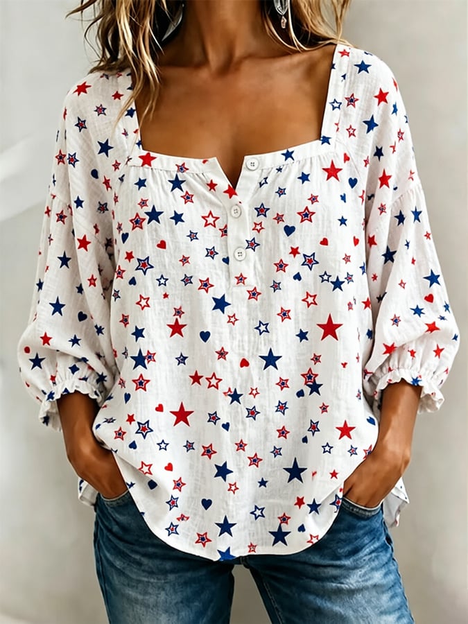 Women's 250th Anniversary  Flower Art  Print Top
