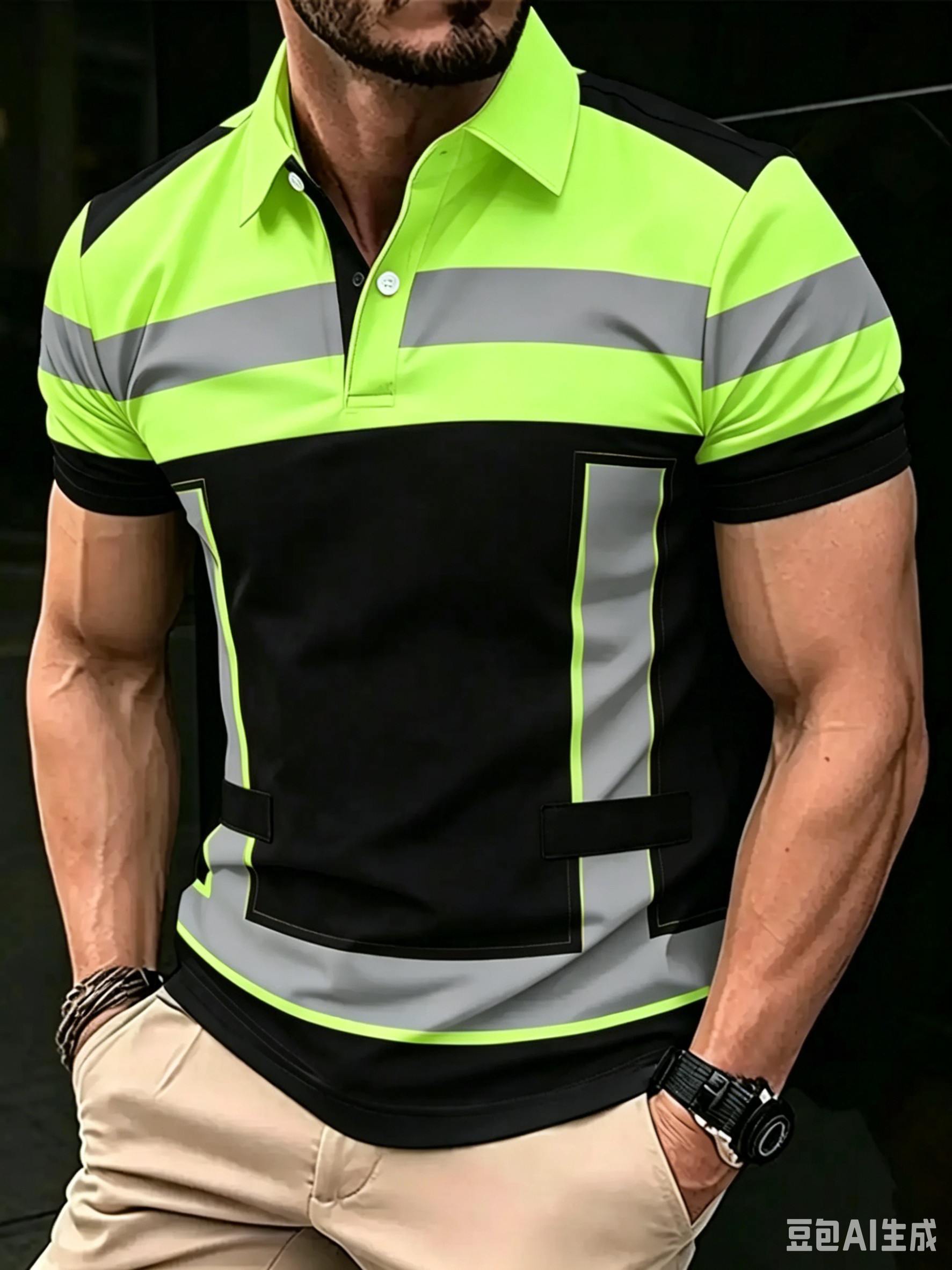 🎉Men's Reflective 3D Print Polo Shirt