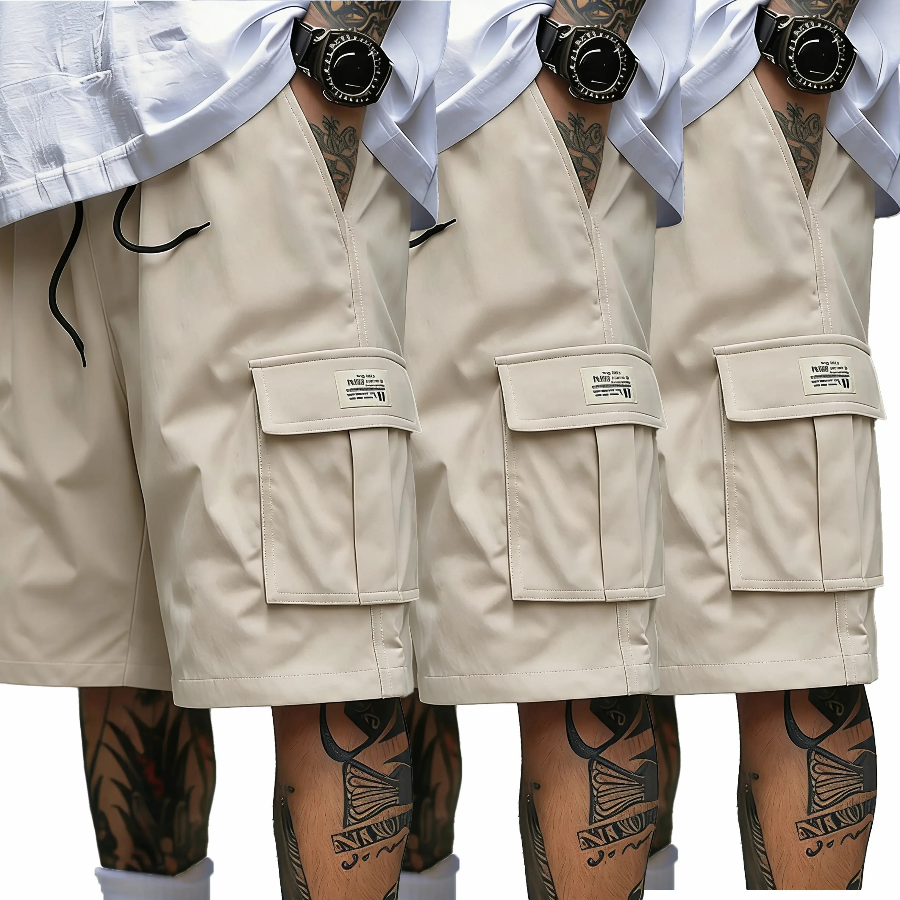 Men’s 6-Pack Cargo Shorts – Lightweight Work & Gym Shorts with Pockets, Adjustable Waist, Durable Polyester