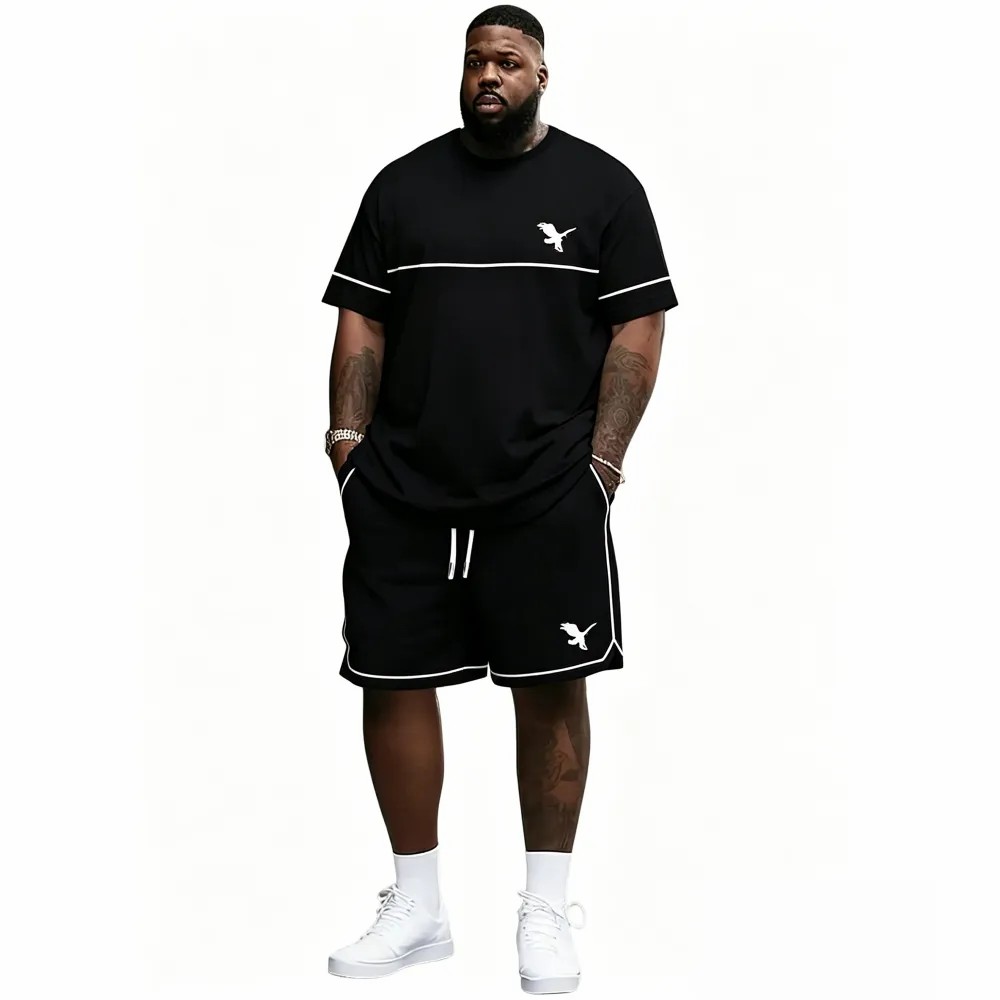 Men's Summer 2-Piece Set – Ultra-Breathable 3D Print Tee & Shorts, All-Day Comfort